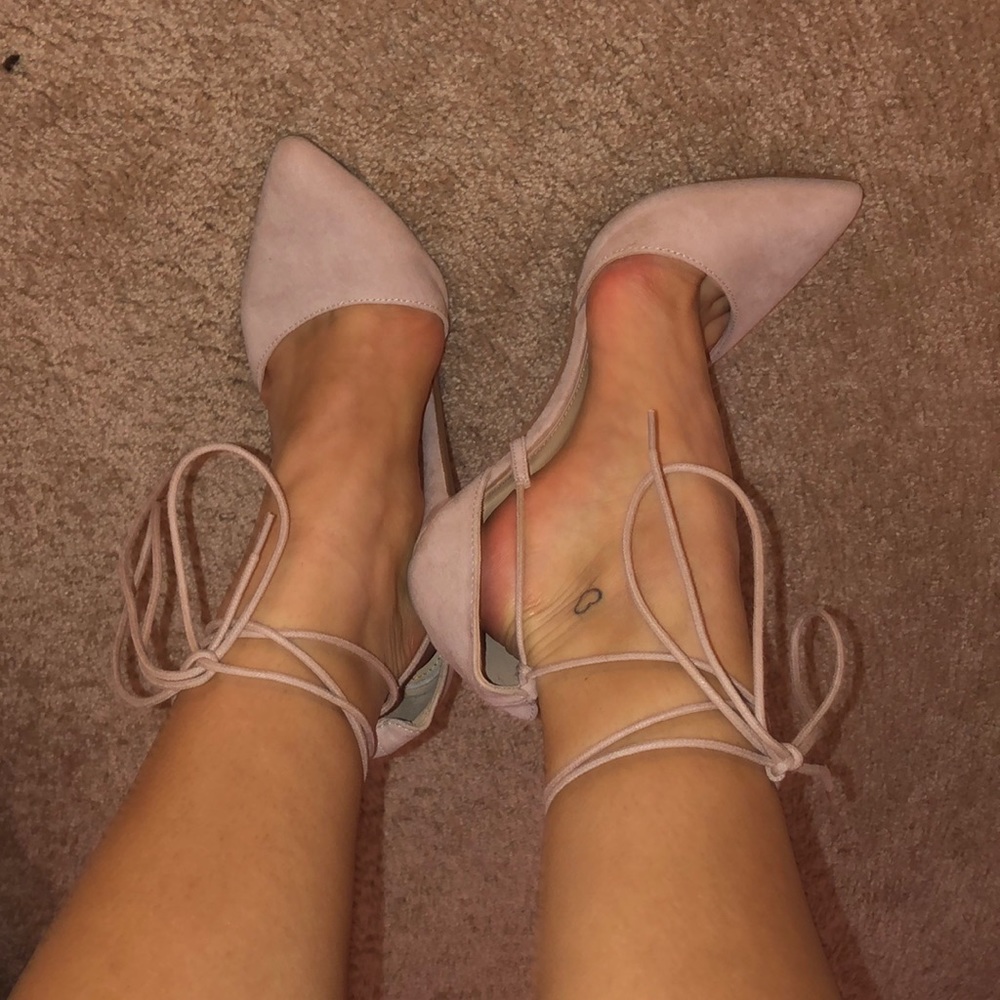 Charlotte Russe light pink lace up heels
